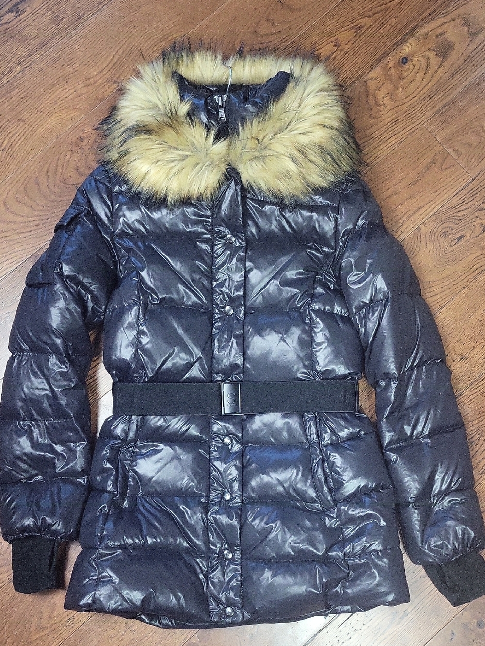 S13 Women’s Black Puffer Duck down  Coat with‎ Faux Fur Trim. Size M
